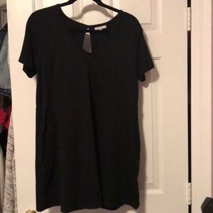 Suede black mini dress